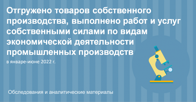 Отгружено товаров собственного производства, выполнено работ и услуг собственными силами по видам экономической деятельности промышленных производств